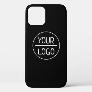 Easy Logo Replacement & Customizable Text   Black  iPhone 12 Case