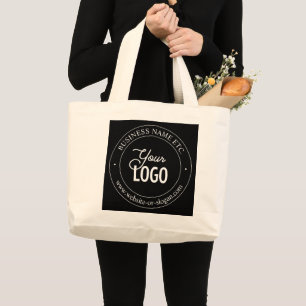 Easy Logo Replacement & Customizable Text Black Large Tote Bag