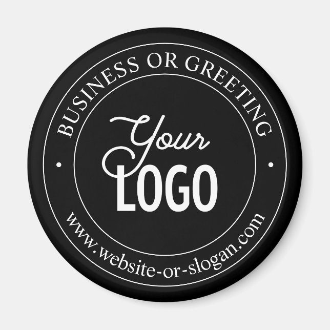 Easy Logo Replacement & Customizable Text | Black Magnet (Front)