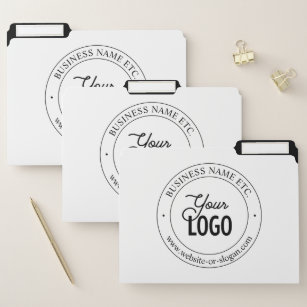 Easy Logo Replacement & Customizable Text   White File Folder