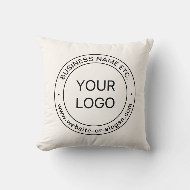 Easy Logo Replacement & Editable Text | Off White Cushion (Front)