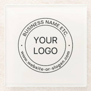 Easy Logo Replacement & Editable Text   Off White Glass Coaster