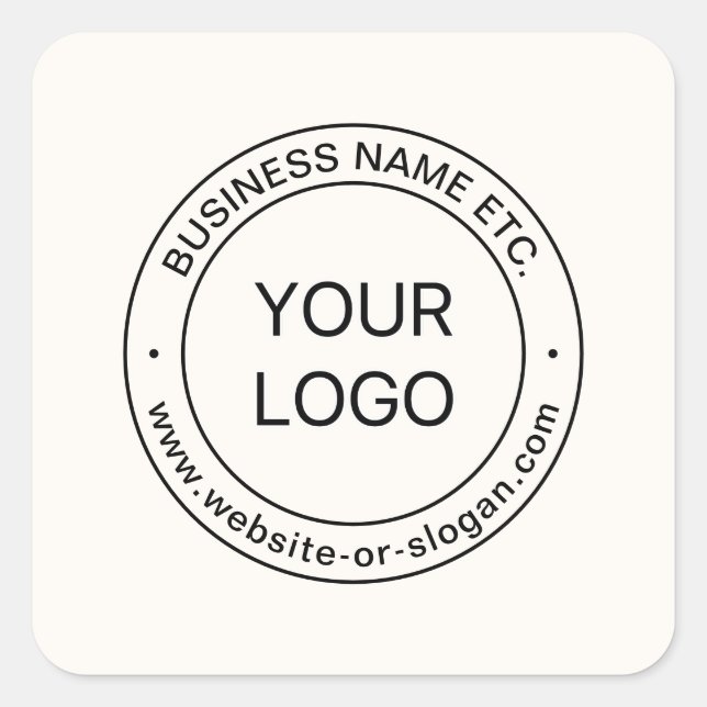 Easy Logo Replacement & Editable Text | Off White Square Sticker (Front)