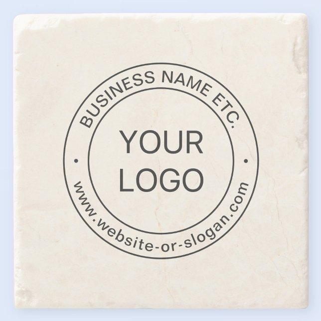 Easy Logo Replacement & Editable Text | Off White Stone Coaster (Creator Uploaded)