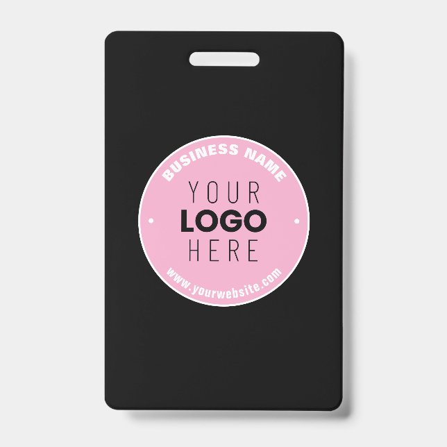 Easy Logo Replacement & Editable Text | Pink/DIY ID Badge (Front)