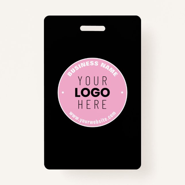 Easy Logo Replacement & Editable Text | Pink/DIY ID Badge (Front)