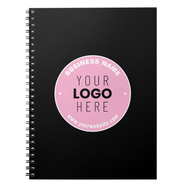 Easy Logo Replacement & Editable Text | Pink/DIY Notebook (Front)