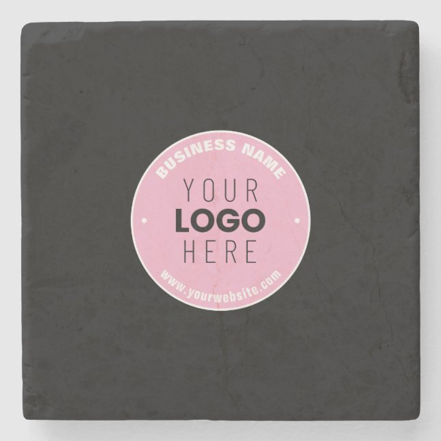 Easy Logo Replacement & Editable Text | Pink/DIY Stone Coaster (Front)