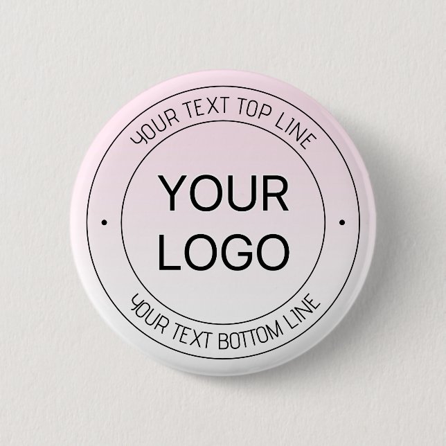 Easy Logo Replacement & Editable Text Pink Ombre 6 Cm Round Badge (Front)