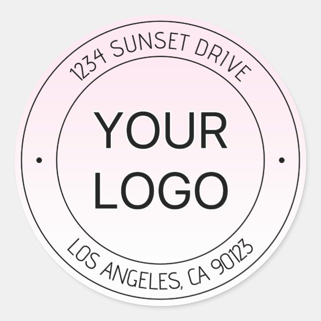 Easy Logo Replacement & Editable Text Pink Ombre Classic Round Sticker (Front)