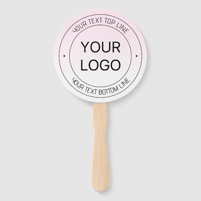 Easy Logo Replacement & Editable Text Pink Ombre Hand Fan (Front)