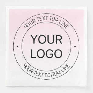 Easy Logo Replacement & Editable Text Pink Ombre Napkin