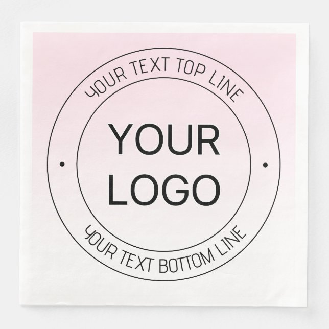 Easy Logo Replacement & Editable Text Pink Ombre Napkin (Front)