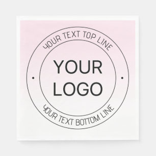 Easy Logo Replacement & Editable Text Pink Ombre Napkin