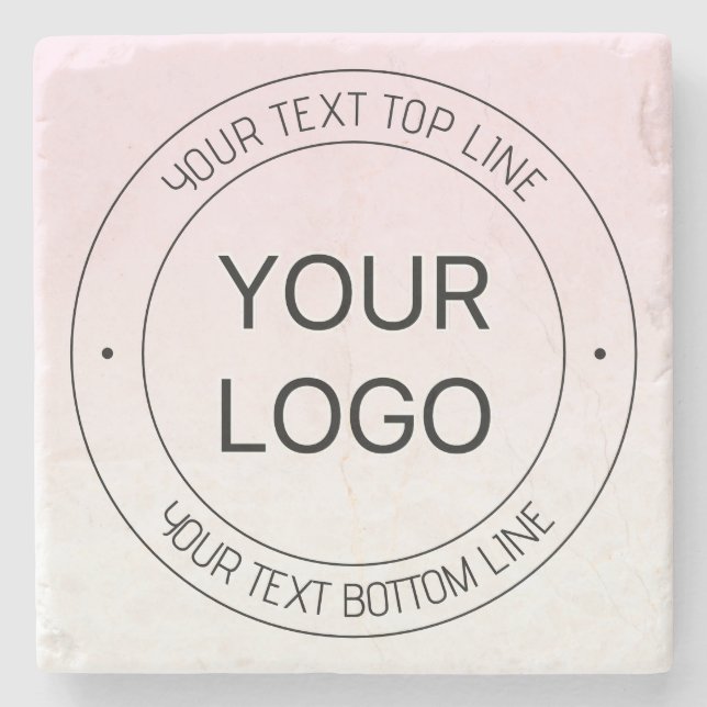 Easy Logo Replacement & Editable Text Pink Ombre Stone Coaster (Front)