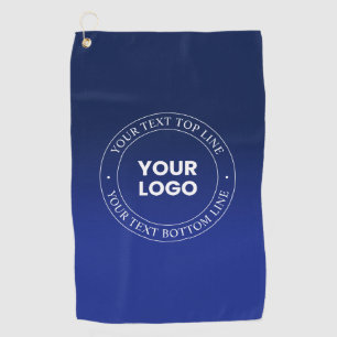 Easy Logo Replacement & Text Dark Blue Gradient Golf Towel