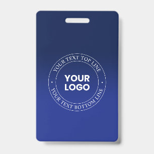 Easy Logo Replacement & Text   Dark Blue Gradient ID Badge