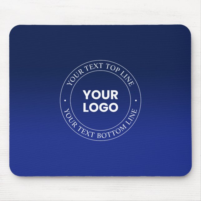 Easy Logo Replacement & Text | Dark Blue Gradient Mouse Pad (Front)