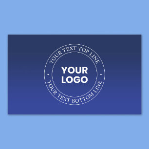 Easy Logo Replacement & Text   Dark Blue Gradient Rectangular Sticker