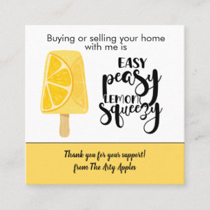 Easy Peasy Lemon Real Estate marketing  Square Business Card