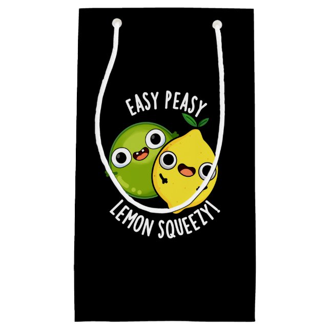 Easy Peasy Lemon Squeezy Funny Fruit Pun Dark BG Small Gift Bag (Front)