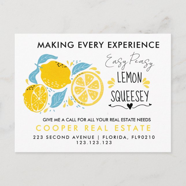 Easy Peasy Lemon Squeezy Realtor Postcard (Front)