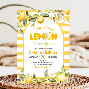 Easy Peezy Lemon ThreeZy Lemon 3rd Birthday Invitation