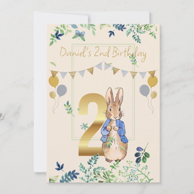 Easy Personalise 2nd Birthday Peter the Rabbit  Invitation (Front)