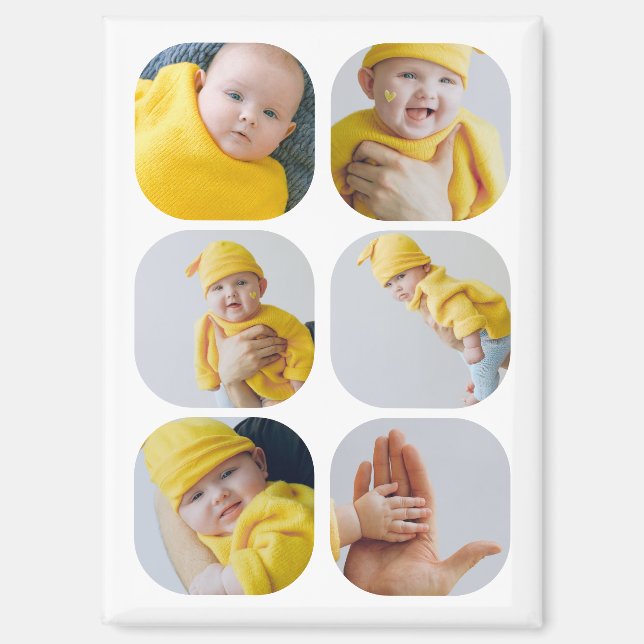 Easy Personalise Your Own Unique 6 Photo Magnet (Front)