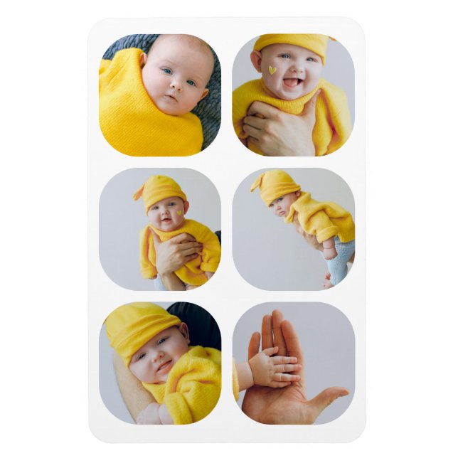 Easy Personalise Your Own Unique 6 Photo Magnet (Vertical)