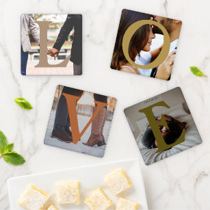Easy Personalise Your Own Unique LOVE Photo Coaster Set