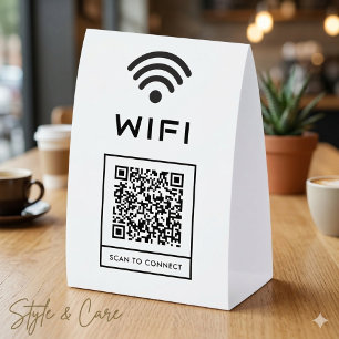 Easy QR Scan Guest WiFi  Paper Table Tent Sign