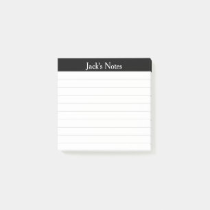 Easy Read Black Grey Lined Personalized Post-it Notes