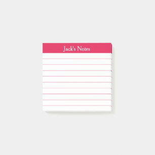 Easy Read Cherry Red Lined Personalised Post-it Notes