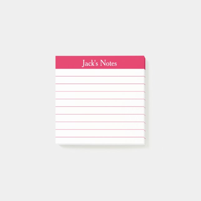 Easy Read Cherry Red Lined Personalised Post-it Notes (Front)