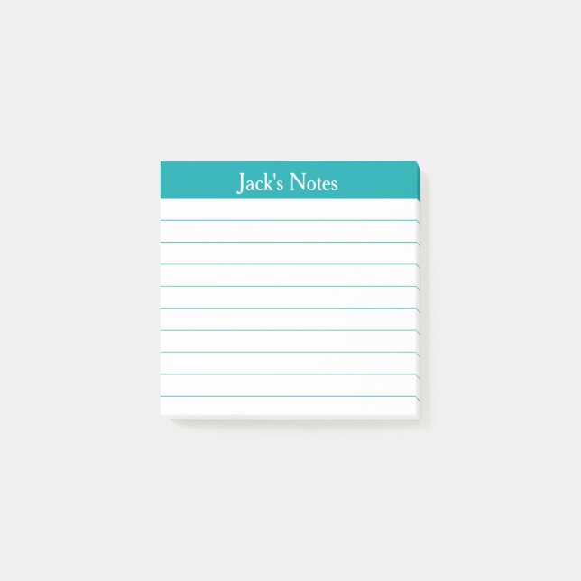 Easy Read Classic Teal Lined Personalised Post-it Notes (Front)