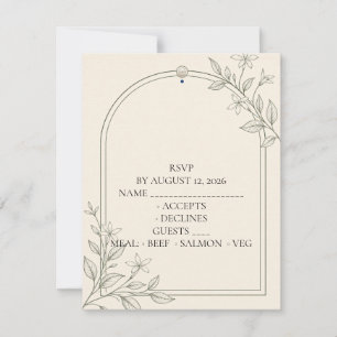 Easy Read Olive Botanical Wedding RSVP Card