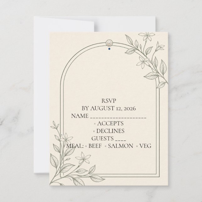 Easy Read Olive Botanical Wedding RSVP Card (Front)