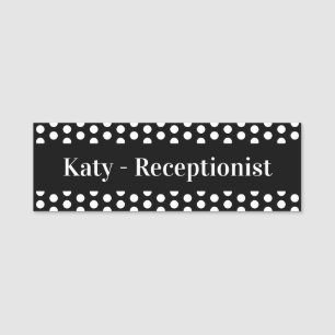Easy Read White Polka Dot Name Tag