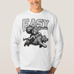 Easy Santa Riding a Fierce Tiger Christmas Art T-Shirt