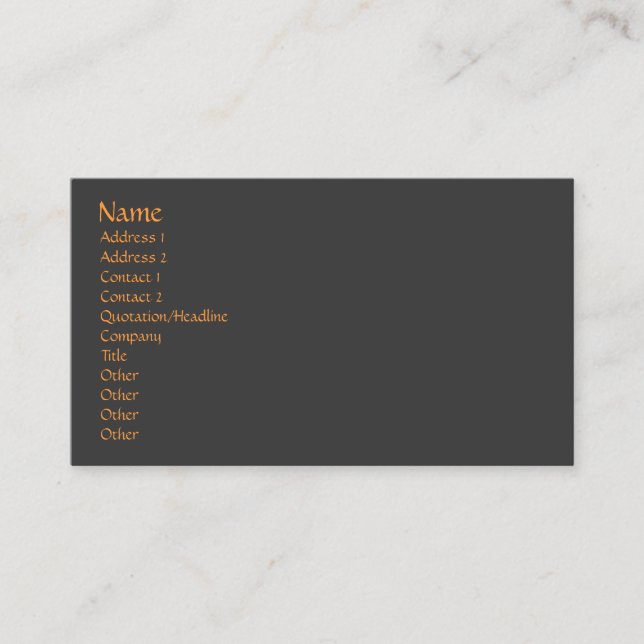 Easy Template, plain graphite+grey, DIY colours Business Card (Front)