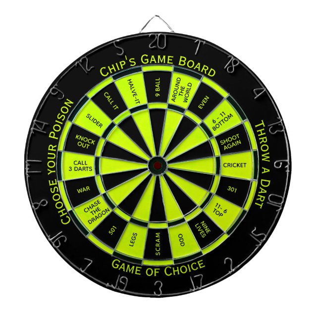 Easy Text Personal Lemon Lime Regulation Dartboard (Front)