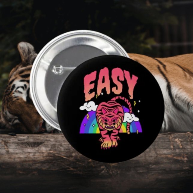 EASY Tiger Retro Rainbow Button – Fierce & Fun Pin (Creator Uploaded)