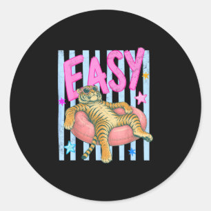 Easy tiger stripes preppy summer pool vacation classic round sticker