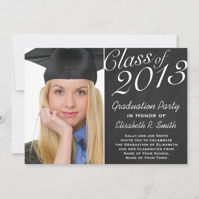 Easy to Customise Graduation Portrait Photo Party Invitation (Front)