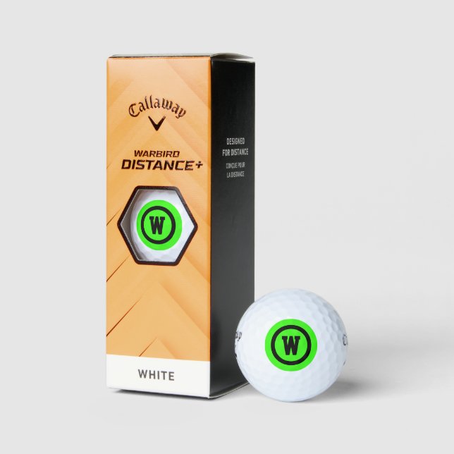 Easy To Find Bright Green Letter Initial Golf Balls (Packaging)