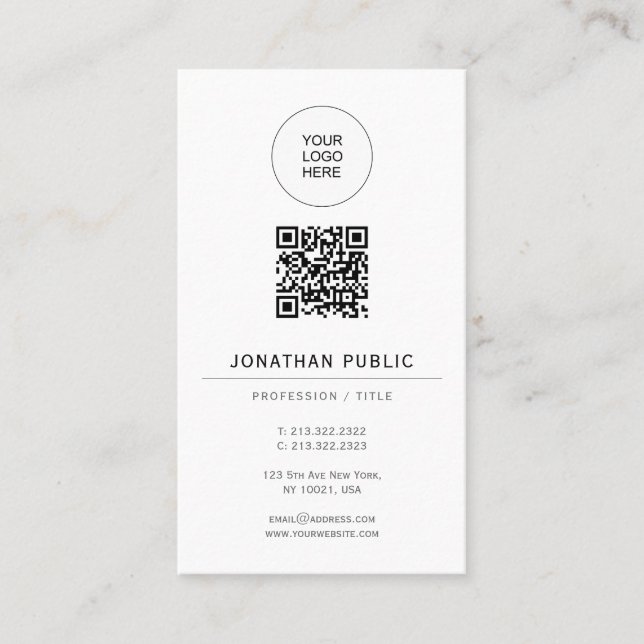 Easy to Make Elegant Template Matte Paper Vertical Business Card (Front)