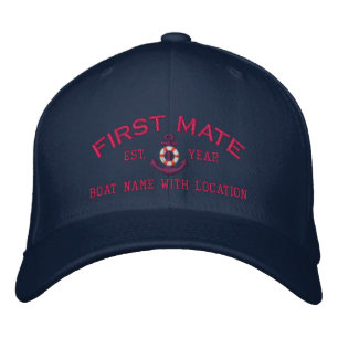 Easy to Personalise YEAR Names First Mate Anchor P Embroidered Hat