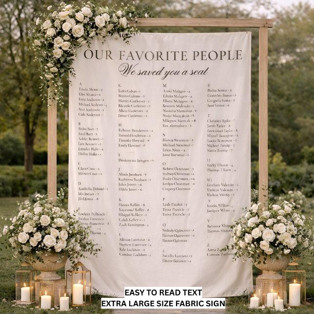 Easy To Read Big Fabric Wedding Seating Chart Sign Tapestry (Creator Uploaded)