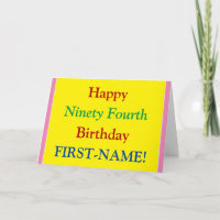 Easy to Read, Bold 94th Birthday Greeting Card